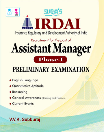 SURA`S IRDAI Assistant Manager Phase I Preliminary Exam Book English Medium - Latest Updated Edition 2026