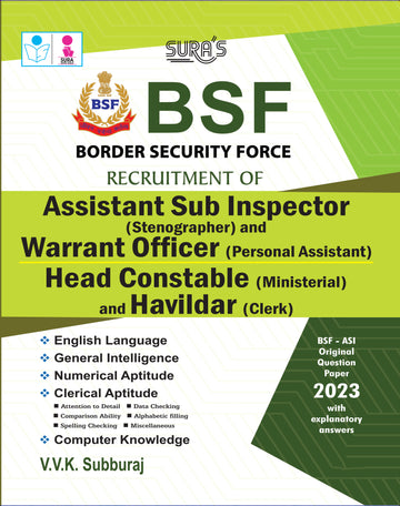 SURA`S BSF Assistant Sub Inspector and Warrant Officer, Head Constable and Havildar Exam Book Guide in English Medium 2026