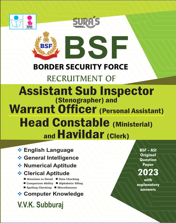 SURA`S BSF Assistant Sub Inspector and Warrant Officer, Head Constable and Havildar Exam Book Guide in English Medium 2026